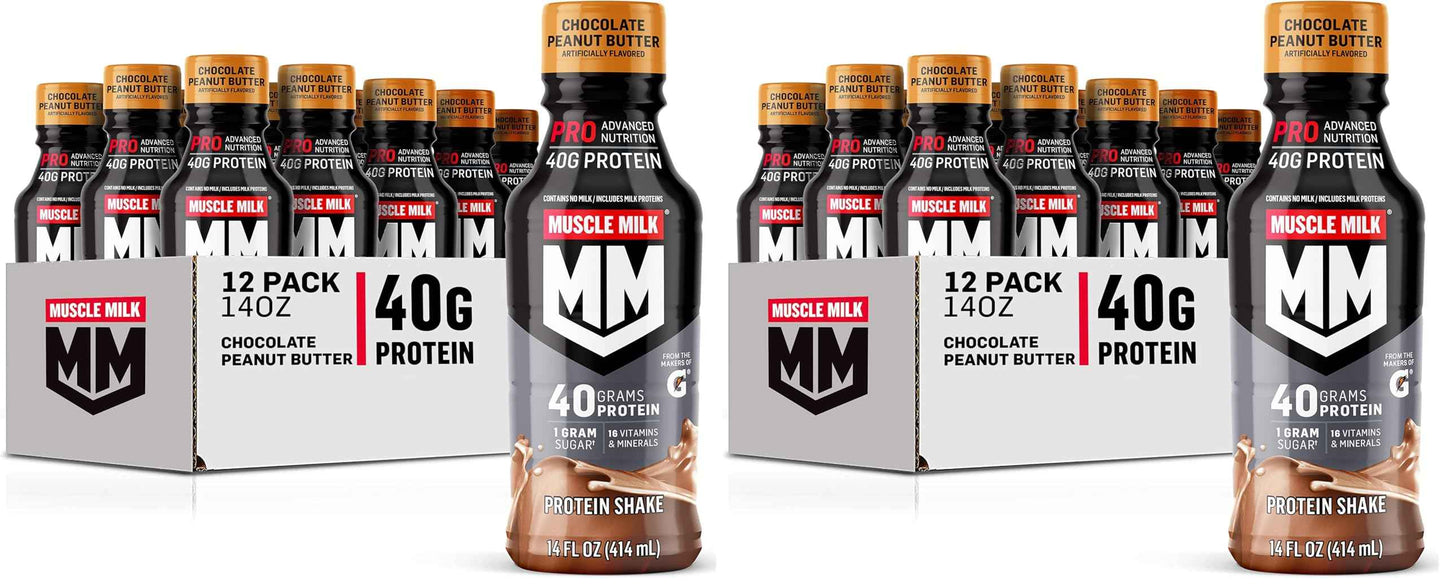 Muscle Milk Pro Advanced Nutrition Protein Shake, 14 Fl Oz Bottle, 12 Pack, 40g Protein, 1g Sugar, 16 Vitamins & Minerals, 6g Fiber, Workout Recovery, Packaging May Vary