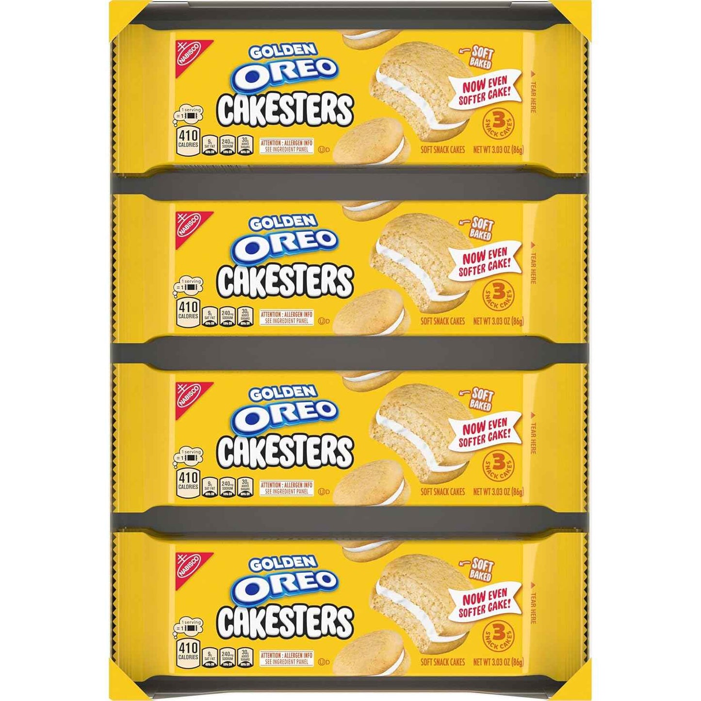 OREO Golden Cakesters Soft Snack Cakes, 8-3.03 oz Snack Packs