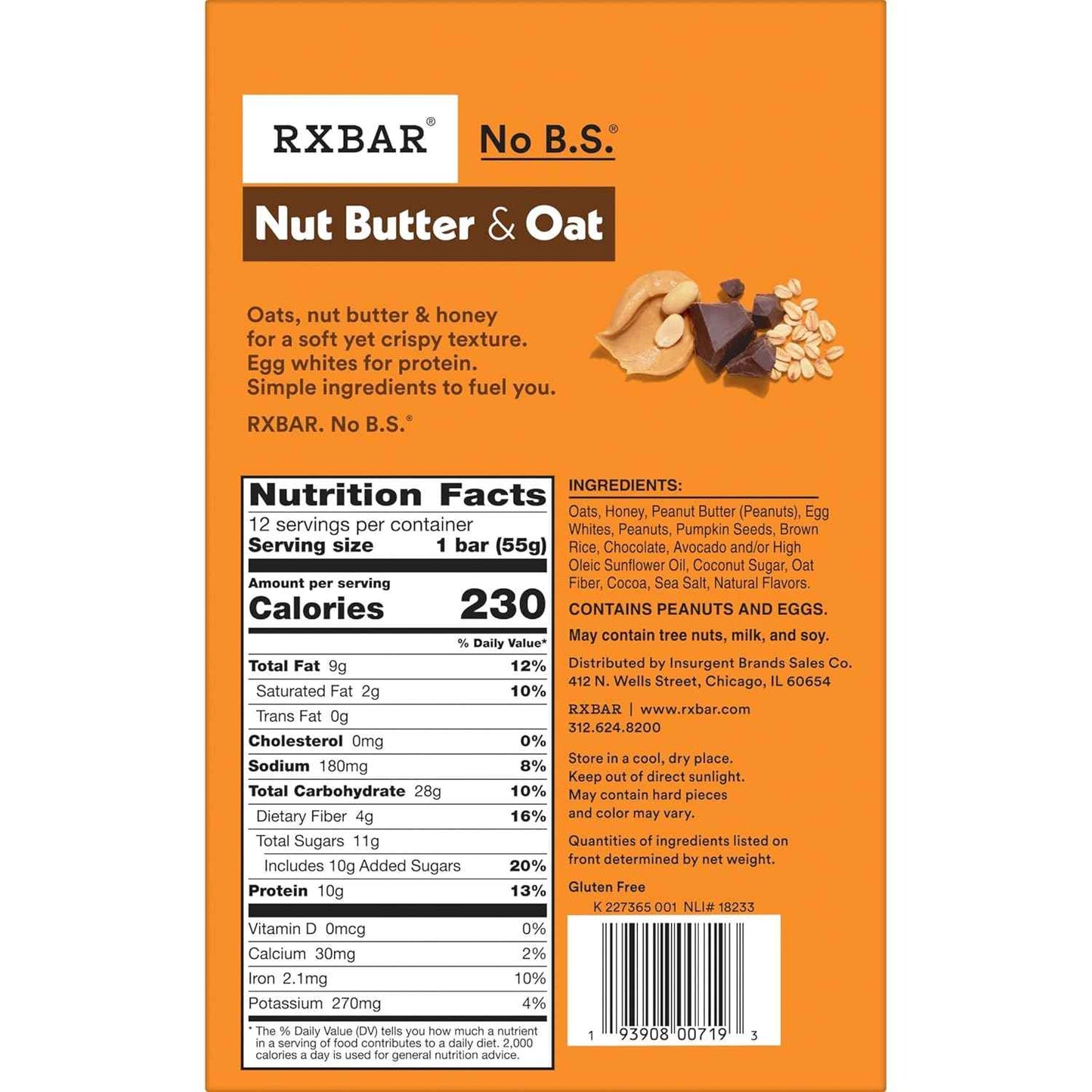 RXBAR Nut Butter and Oat Protein Bars, Protein Snacks, Snack Bars, Dark Chocolate Peanut Butter