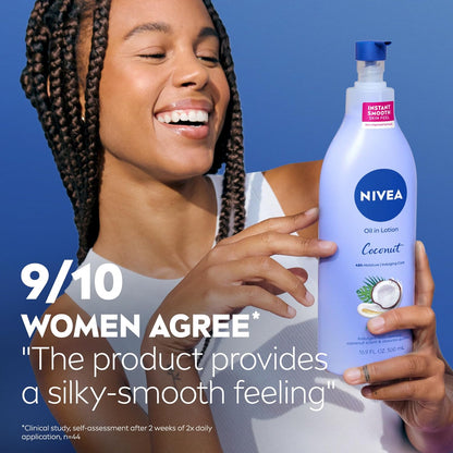 NIVEA_Oil_Infused_Lotion_Coconut_and_Monoi_Oil_Body_Lotion_for_Women,_Fast-Absorbing_and_Non-Greasy_Coconut_Scented_Lotion_Moisturizes_for_48_Hours,_16.9_Fl_Oz_Pump_Bottle
