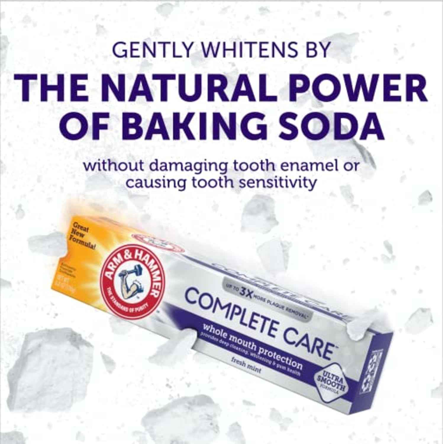 ARM & Hammer Complete Care Toothpaste, Teeth Whitening Toothpaste with Baking Soda, Fluoride, Whole Mouth Protection, Fresh Mint Flavor, 6.0 oz (Pack of 4)