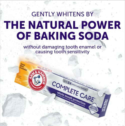 ARM & Hammer Complete Care Toothpaste, Teeth Whitening Toothpaste with Baking Soda, Fluoride, Whole Mouth Protection, Fresh Mint Flavor, 6.0 oz (Pack of 4)