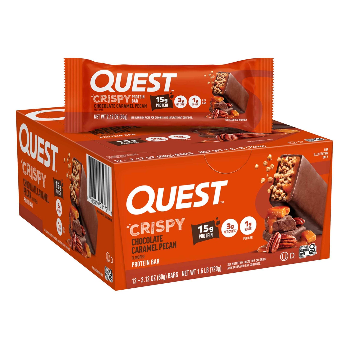Quest Nutrition Crispy Cookies & Cream Hero Protein Bar, 18g Protein, 1g Sugar, 3g Net Carb, Gluten Free, Protein Snack, Keto Friendly, 12 Count