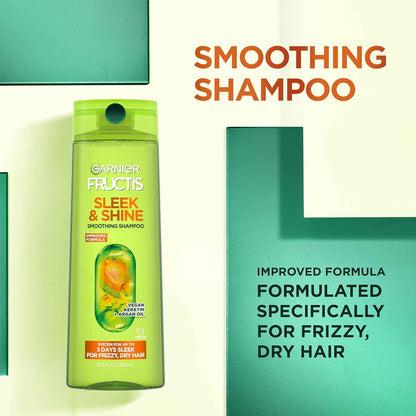 Garnier Fructis Sleek & Shine Set for Frizzy, Dry Hair, Plant Keratin + Argan Oil