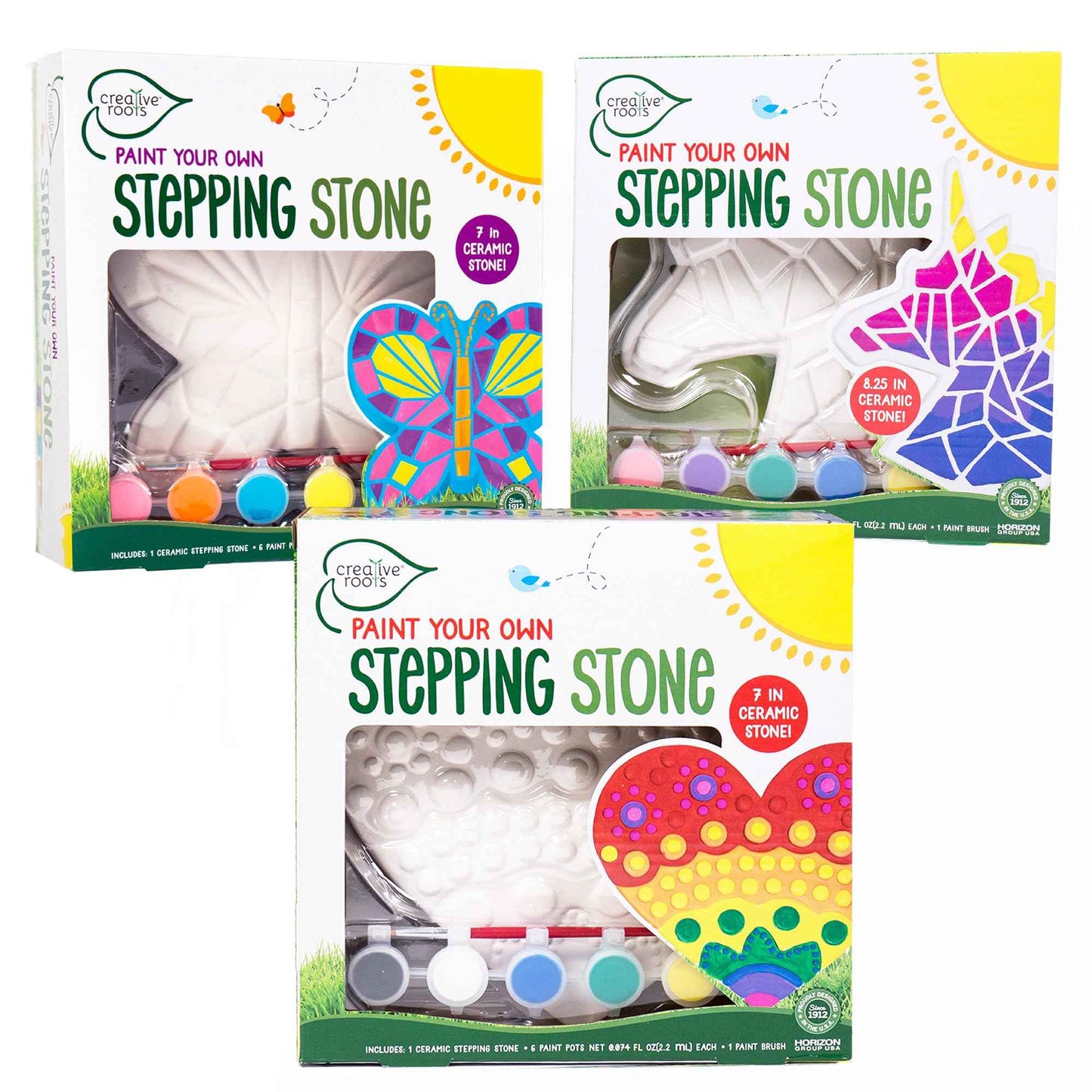 Creative Roots Paint Your Own Garden Stone, Craft Kits, Stepping Stones Kit for Kids, Ceramics to Paint, Ages 6+