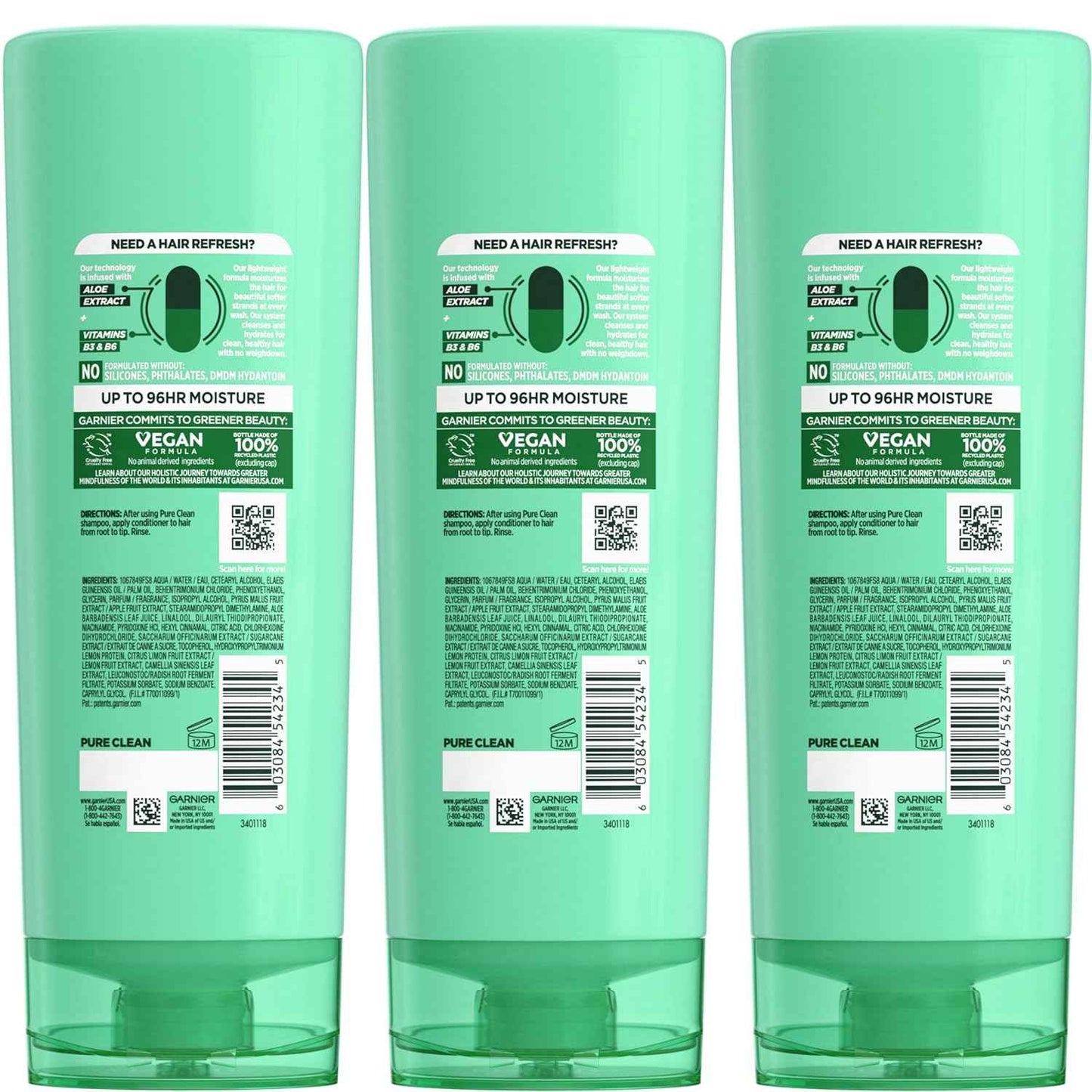 Garnier Fructis Pure Clean Hydrating Conditioner, 12 Fl Oz