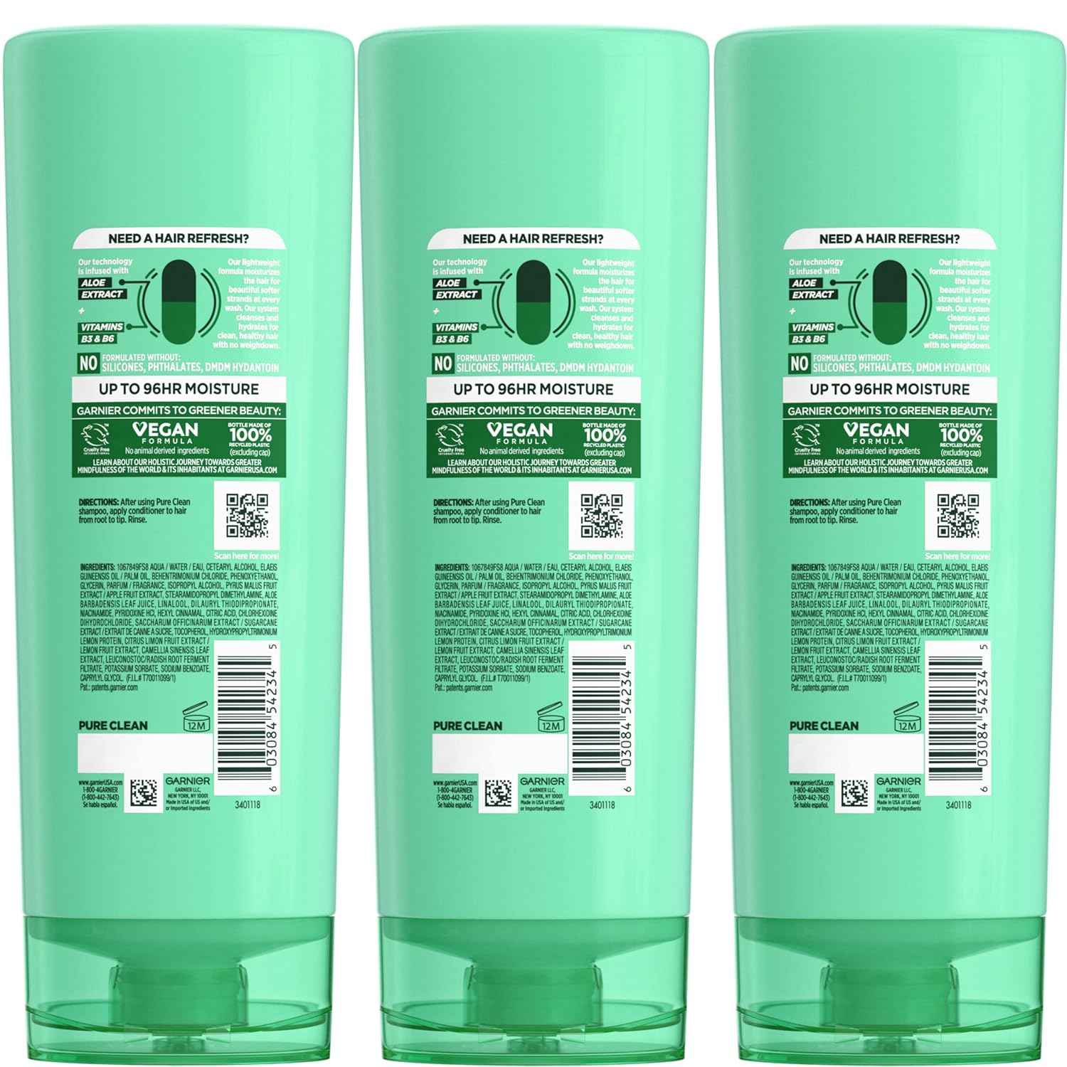 Garnier Fructis Pure Clean Hydrating Conditioner, 12 Fl Oz
