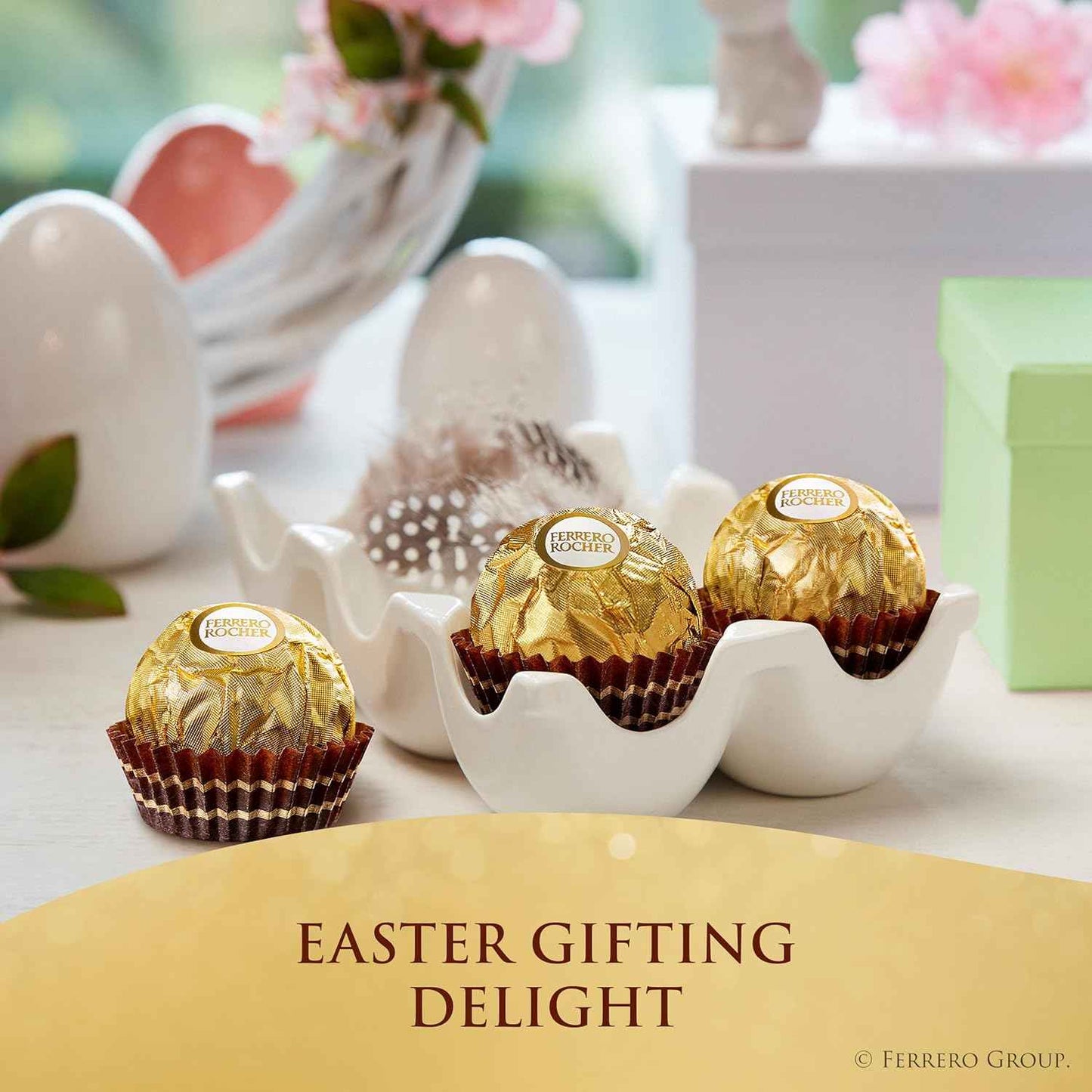 Ferrero Rocher, 13 Count, Premium Gourmet Milk Chocolate Hazelnut, Individually Wrapped Candy for Gifting in a Bunny-Shaped Box, Great Easter Gift, 5.7 oz