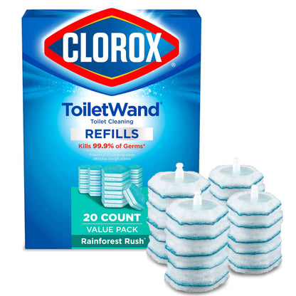 Clorox ToiletWand Toilet Cleaner Refills, Toilet brush, Rainforest Rush, 20 Count