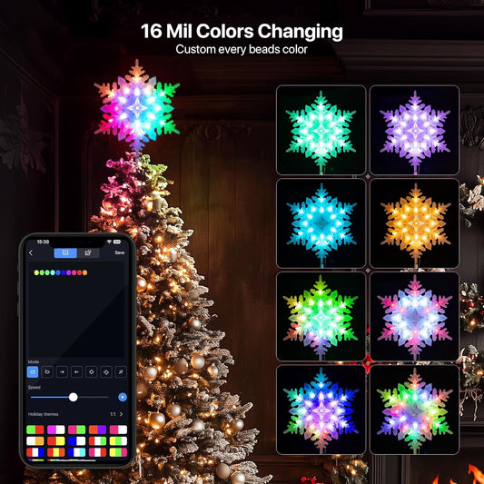 10”_Smart_Christmas_Snowflake_Tree_Topper_with_20_RGB_Lights,_DIY_Colors_Changing,_Music_Sync,_Timer,_for_Xmas_Tree_Indoor_Party_Home_Office_Decoration