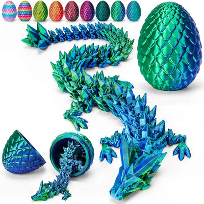 TBOLINE 12" 3D Printed Dragon Egg, Easter Basket Stuffers for Kids, Large Prefilled Easter Eggs, Stuffed Egg Hunt Fillers with Easter Toys, 3D Printer Animals Fidget Toys for Boys Teen 5-7 4-6 8-12