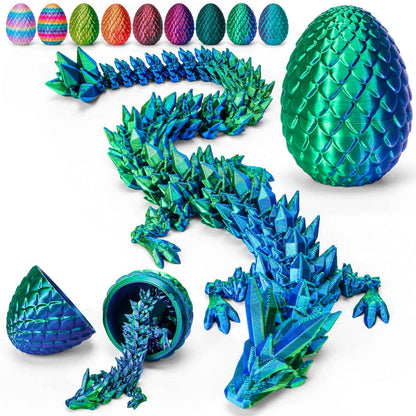TBOLINE 12" 3D Printed Dragon Egg, Easter Basket Stuffers for Kids, Large Prefilled Easter Eggs, Stuffed Egg Hunt Fillers with Easter Toys, 3D Printer Animals Fidget Toys for Boys Teen 5-7 4-6 8-12
