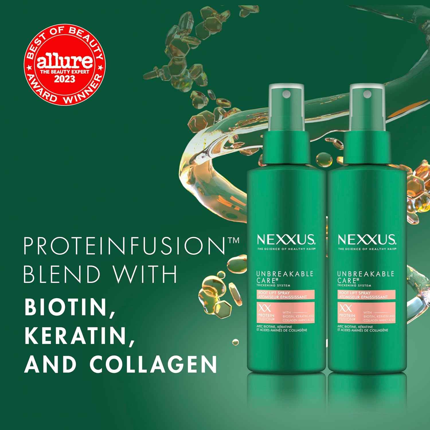 Nexxus Root Lift Thickening Spray Unbreakable Care with ProteinFusion Blend of Biotin, Keratin & Collagen Amino Acids