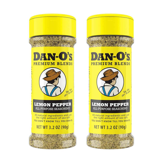 Dan-O’s Lemon Pepper Seasoning, 3.2 oz (2 Pack) – Zesty Citrus & Black Pepper Spice Blend – No Citric Acid, No Sugar – All Purpose Seasoning for Chicken, Fish, Seafood & Vegetables