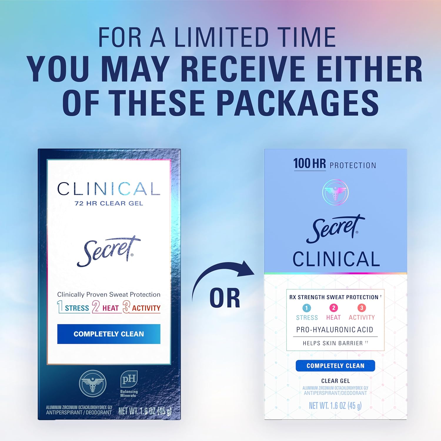 Secret_Clinical_Strength_100HR_Sweat_&_Odor,_Clear_Gel_Antiperspirant_Deodorant_for_Women,_3X_Stress_Protection_with_Hyaluronic_Acid,_PH_Balancing_Minerals,_Completely_Clean_Scent,_1.6_oz