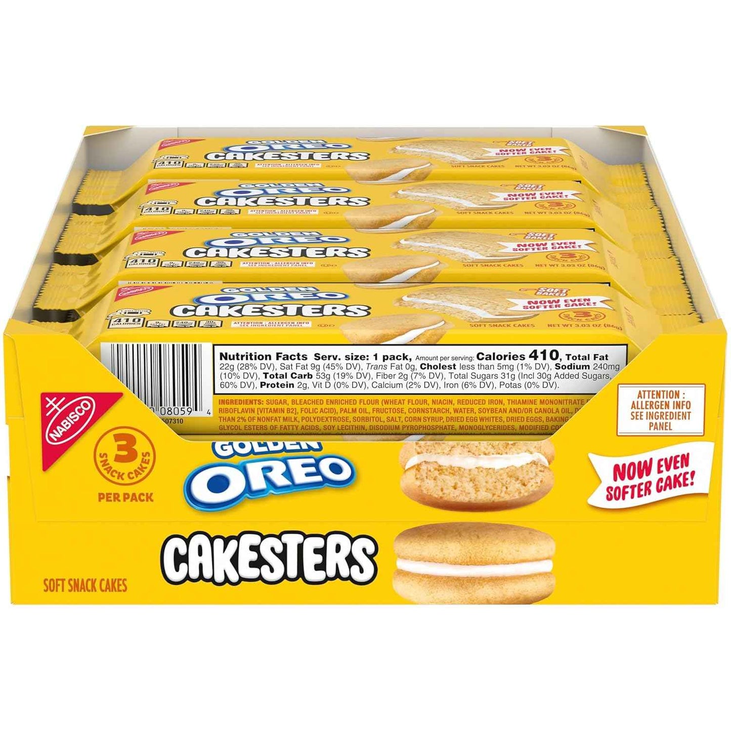 OREO Golden Cakesters Soft Snack Cakes, 8-3.03 oz Snack Packs