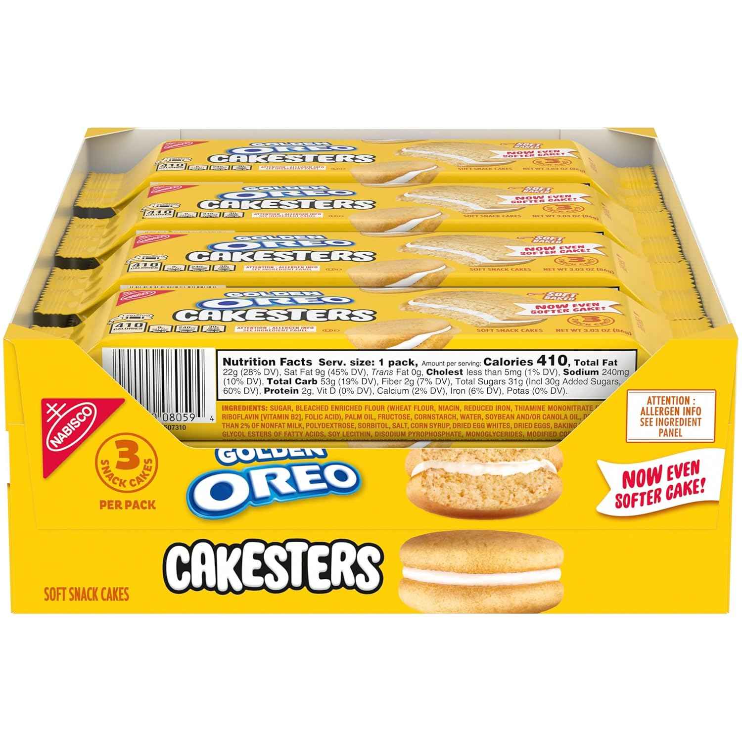 OREO Golden Cakesters Soft Snack Cakes, 8-3.03 oz Snack Packs