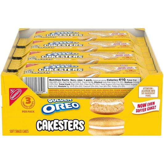 OREO Golden Cakesters Soft Snack Cakes, 8-3.03 oz Snack Packs