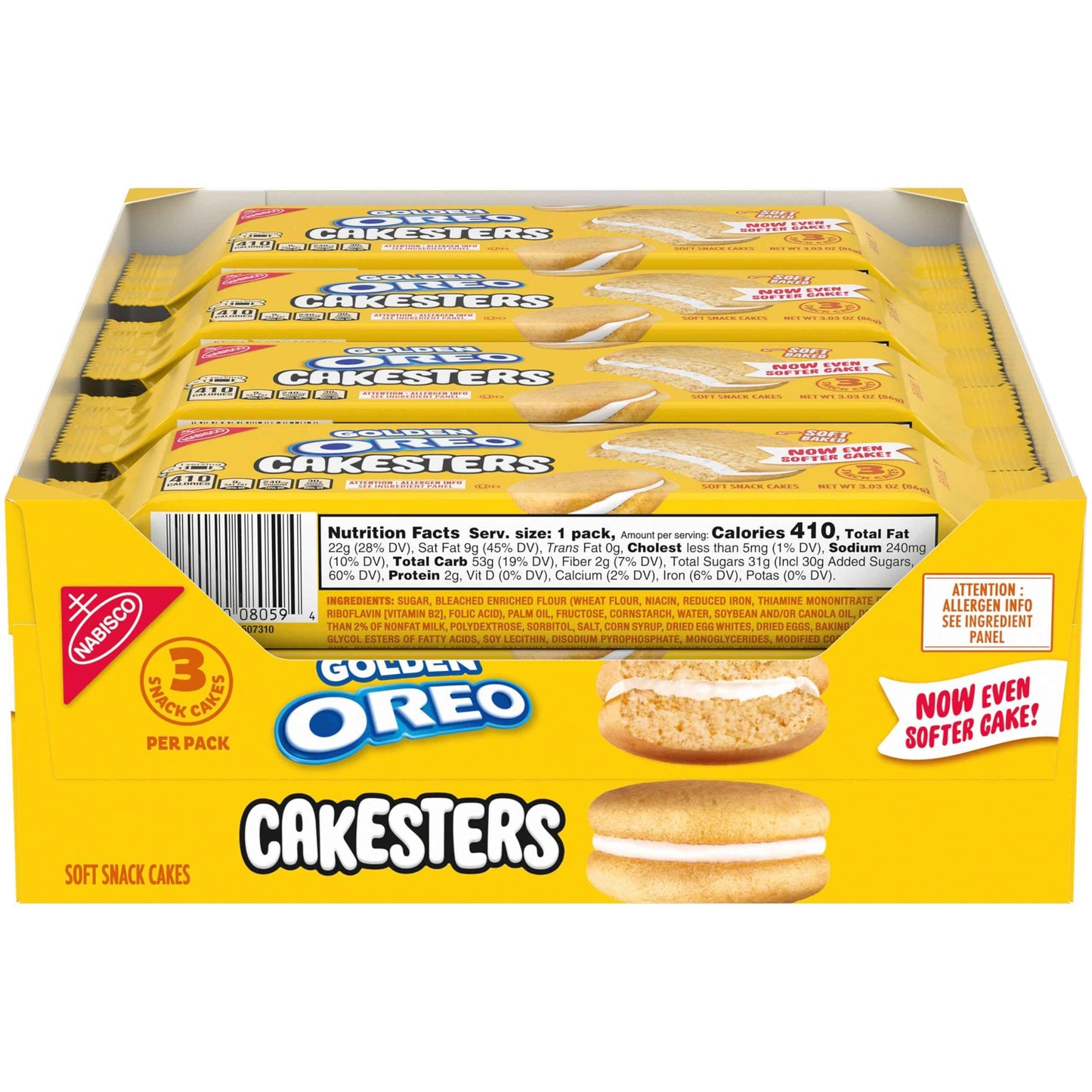 OREO Golden Cakesters Soft Snack Cakes, 8-3.03 oz Snack Packs