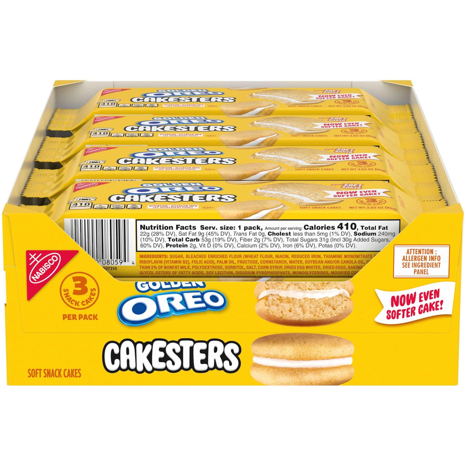 OREO Golden Cakesters Soft Snack Cakes, 8-3.03 oz Snack Packs