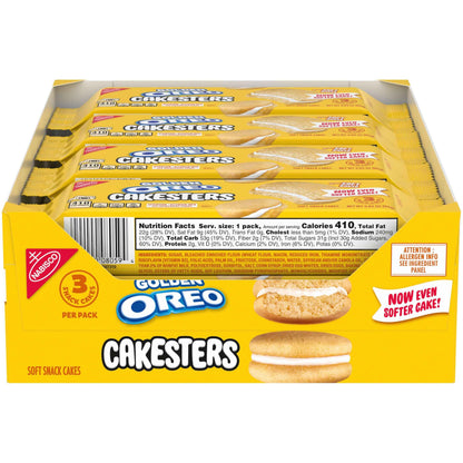 OREO Golden Cakesters Soft Snack Cakes, 8-3.03 oz Snack Packs