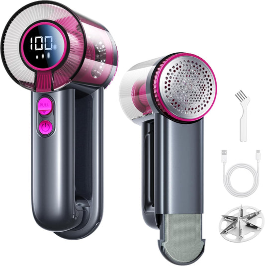 DRFLASH_2-in-1_Fabric_Shaver_Rechargeable_-_3_Speeds_Lint_Remover_with_Digital_LED_Display_&_Type-C_Fast_Charging_Port,_Electric_Sweater_Defuzzer_for_Clothes,_Furniture,_Couch,_Blanket