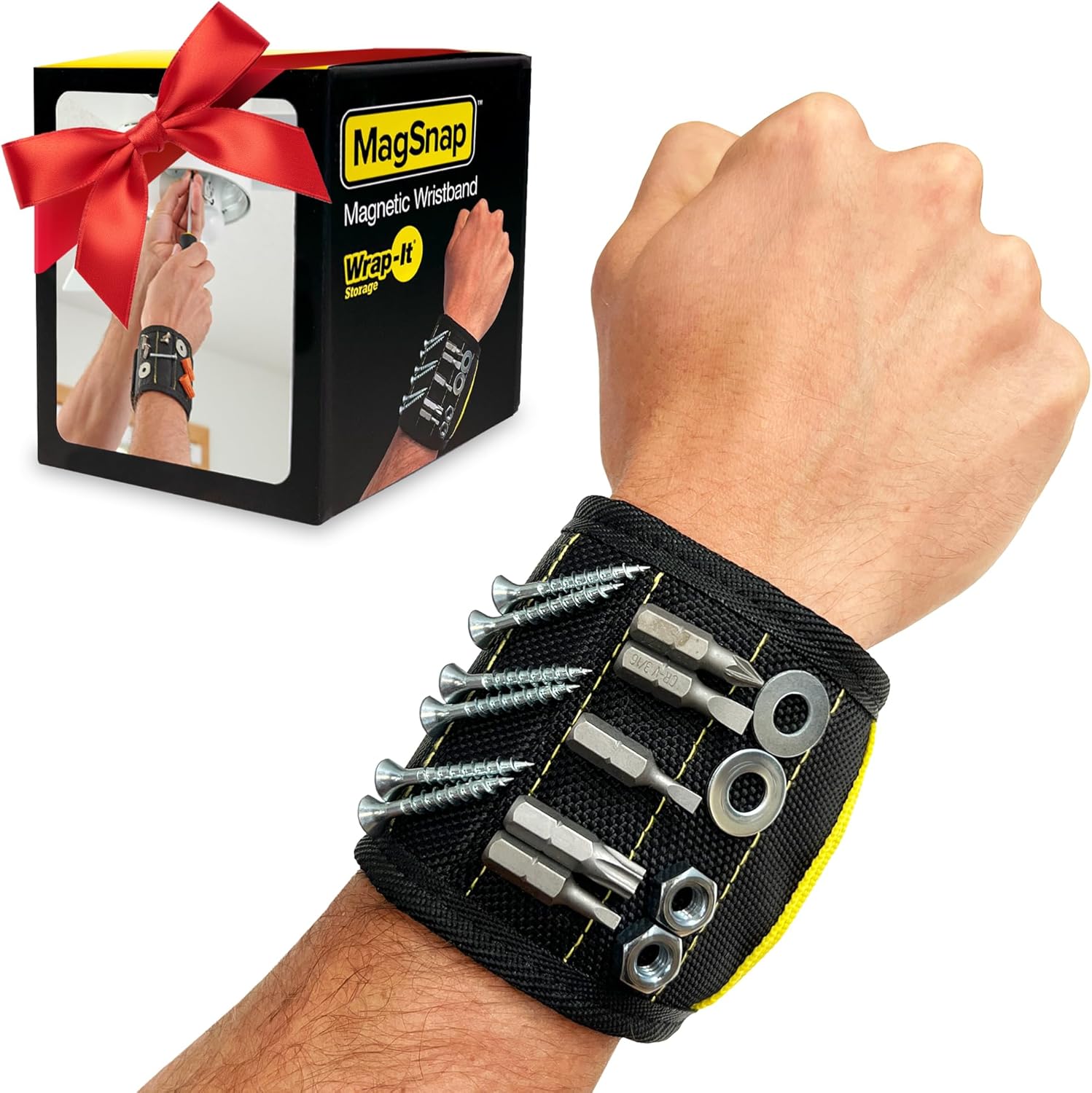 MagSnap_Magnetic_Wristband_by_Wrap-It_Storage_-_Black_-_Great_Father_Gift_Wrist_Magnet_Tool_Belt_and_Screw_Holder
