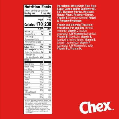 Blueberry Chex Cereal, Gluten Free Breakfast Cereal, Made with Whole Grain
