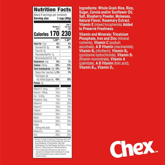 Blueberry Chex Cereal, Gluten Free Breakfast Cereal, Made with Whole Grain