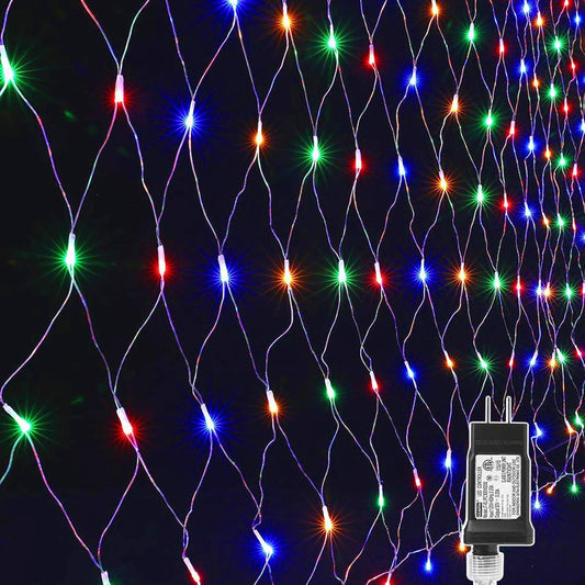 LYHOPE_12ft_x_5ft_360_LED_Christmas_Net_Lights,_8_Modes_Low_Voltage_Mesh_Christmas_Decorative_Lights_for_Xmas_Trees,_Bushes,_Wedding,_Garden,_Outdoor,_Indoor_Decor_(Multi-Color)