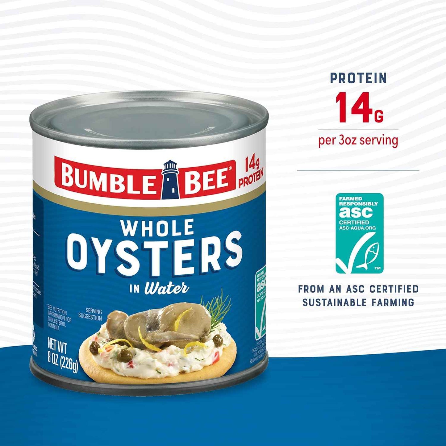 Bumble Bee Premium Select Canned Oysters, Can - Ready to Eat - 14g Protein per Serving - Gluten Free