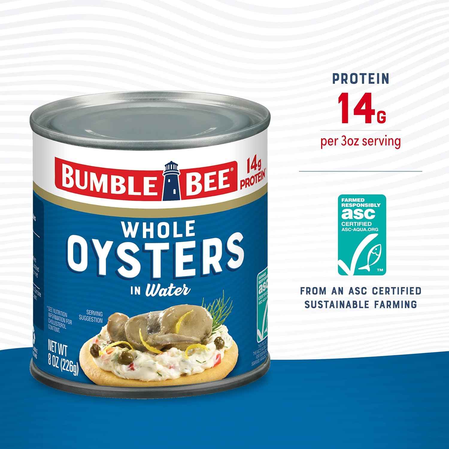 Bumble Bee Premium Select Canned Oysters, Can - Ready to Eat - 14g Protein per Serving - Gluten Free