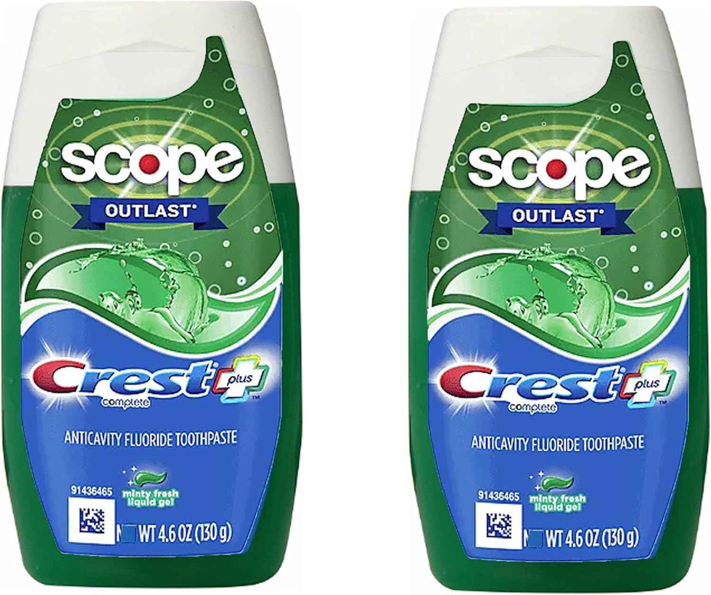 Crest Complete Whitening Plus Scope Tartar Control Toothpaste, Minty Fresh Liquid Gel, 4.6 Oz (130g)