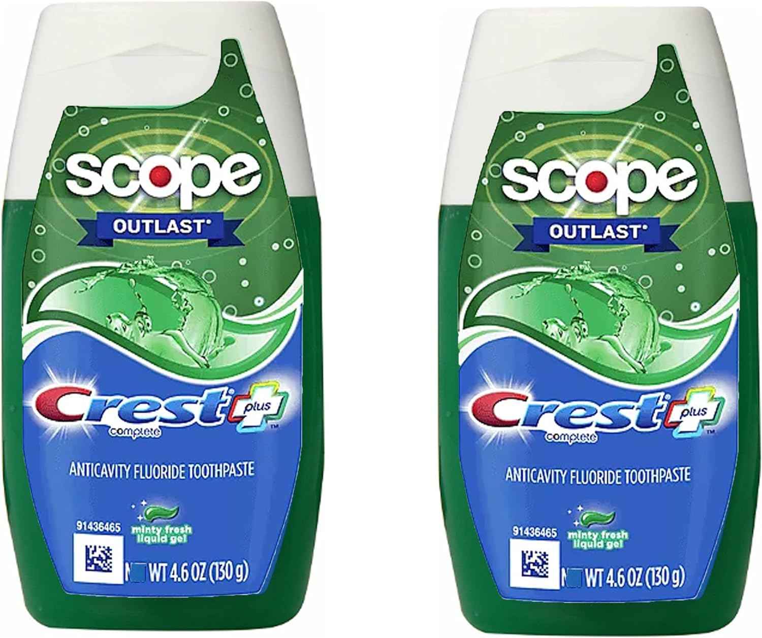 Crest Complete Whitening Plus Scope Tartar Control Toothpaste, Minty Fresh Liquid Gel, 4.6 Oz (130g)