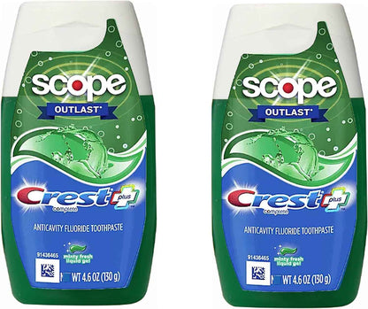 Crest Complete Whitening Plus Scope Tartar Control Toothpaste, Minty Fresh Liquid Gel, 4.6 Oz (130g)