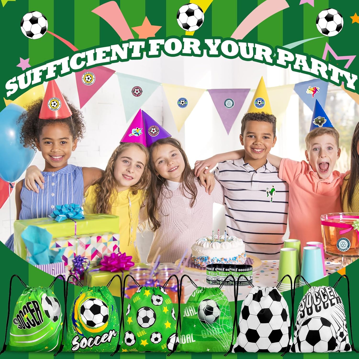 110Pcs_Soccer_Party_Favors_Drawstring_Bags_Soccer_Goodie_Bag_with_Mini_Ball,_Wristband,_Slap_bracelets,_Keychains,_Stickers_for_Soccer_Party_Supplies