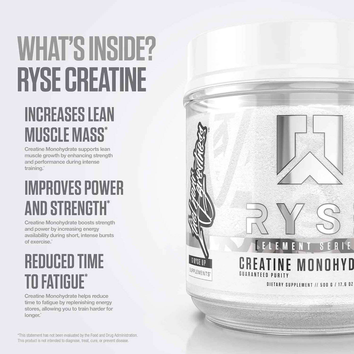 RYSE Creatine Monohydrate Powder - Unflavored - Supports Men & Women Lean Muscle Growth, Strength, Power, and Endurance - Helps Reduce Fatigue and Improve Workout Recovery