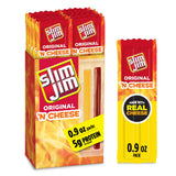 Slim Jim Beef 'N Cheese Smoked Meat Sticks, Original Flavor, 5g Protein Per Serving, Snack Size, 0.9 oz. (10 Count)