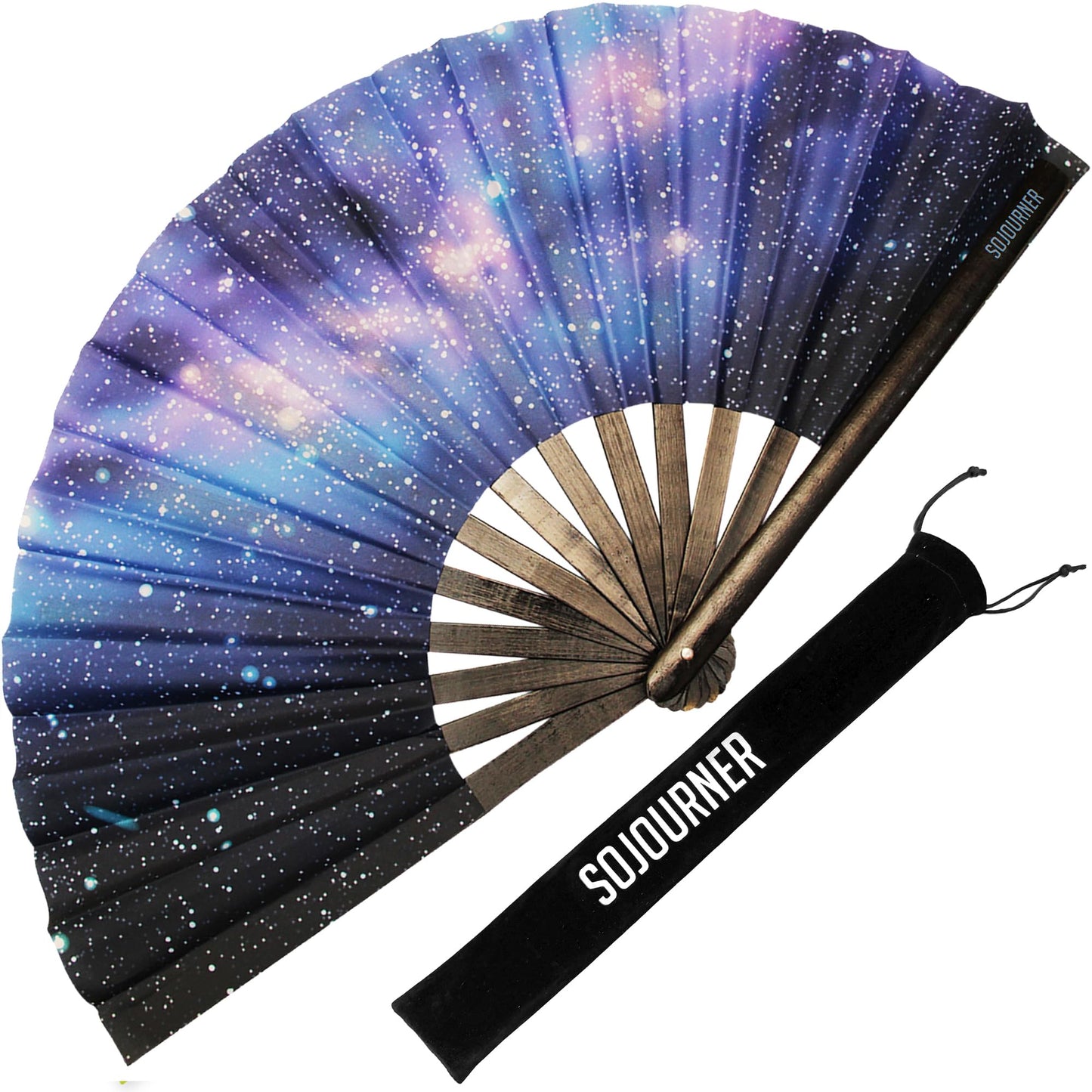 SoJourner Bags Rave Fan - Large Folding Fan - Clack Fan Hand Fan for Raves, Halloween, Burlesque, Rainbow Outfits for Women &amp;amp; Festival Accessories
