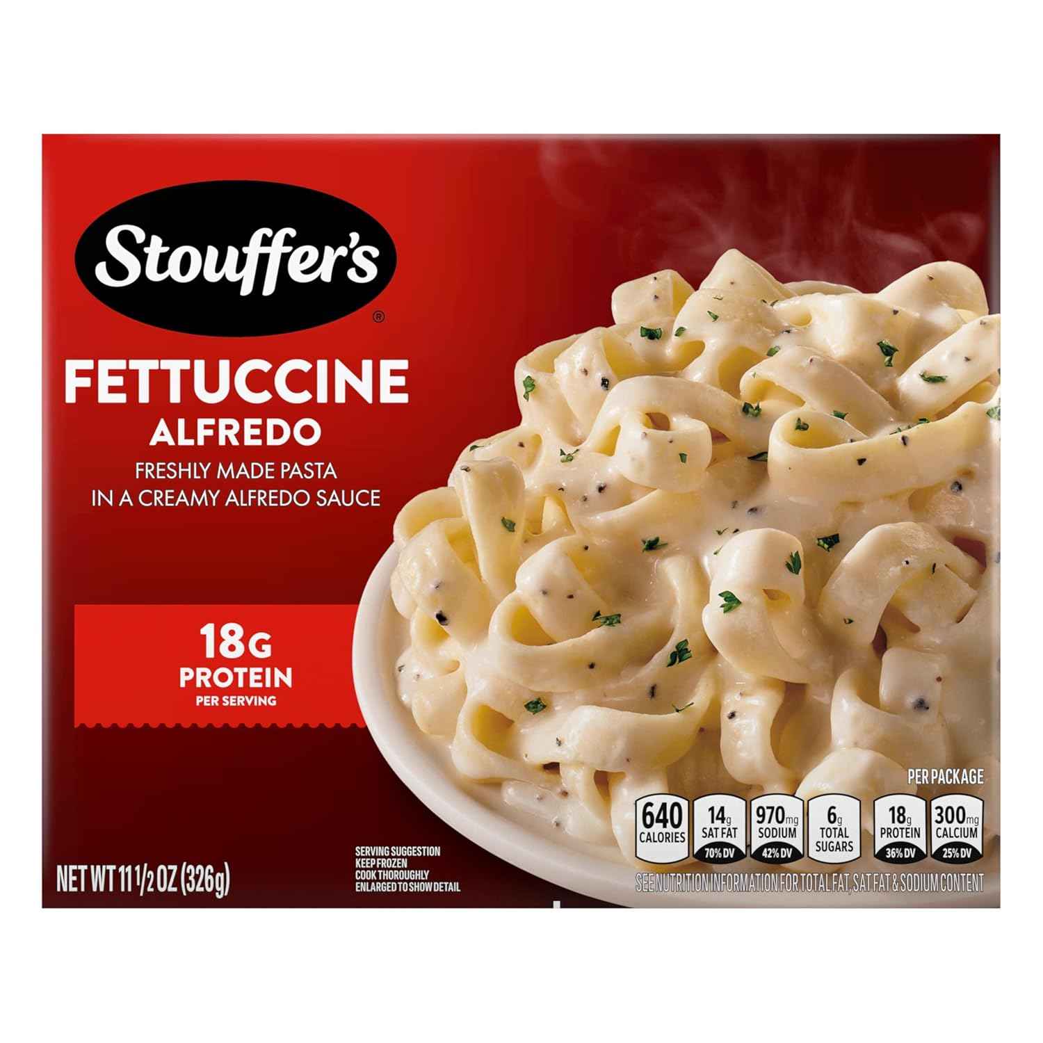 Stouffer’s Fettuccine Alfredo, Single Serve, Frozen Pasta, Oven or Microwave Dinner, Single Frozen Meals