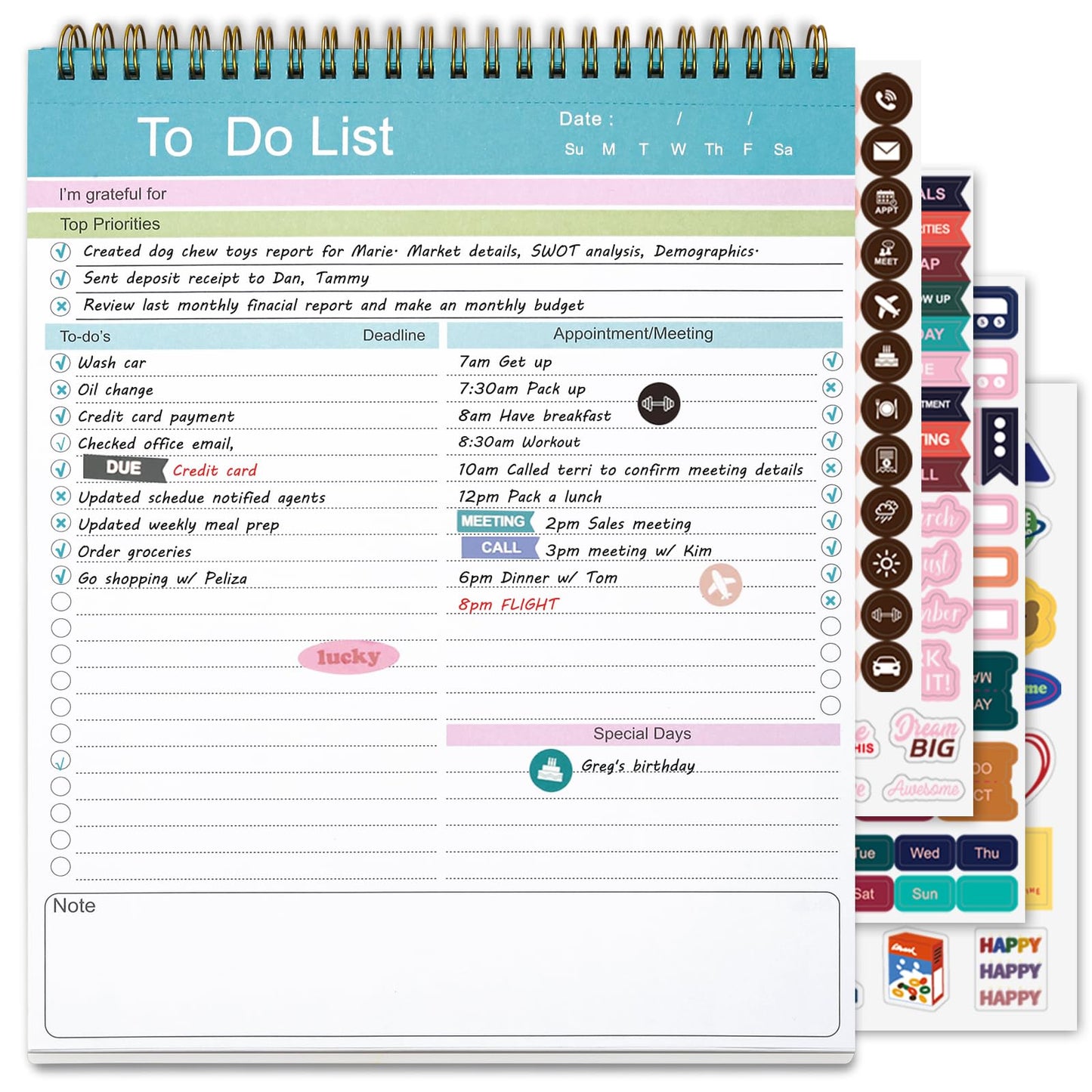 To Do List Notepad, Spiral Bound Undated Daily Planner, 52 Sheets 8.5&amp;#34; X 10.5&amp;#34; Tear Off Task Planning Pad with Checklist, For Work Office Home