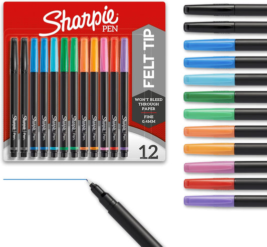 Sharpie_Felt_Tip_Pens,_Fine_Point_Pens_(0.4mm),_Felt_Tip_Markers,_Assorted_Colors,_12_Count_-_Journaling,_Art,_Drawing,_Markers