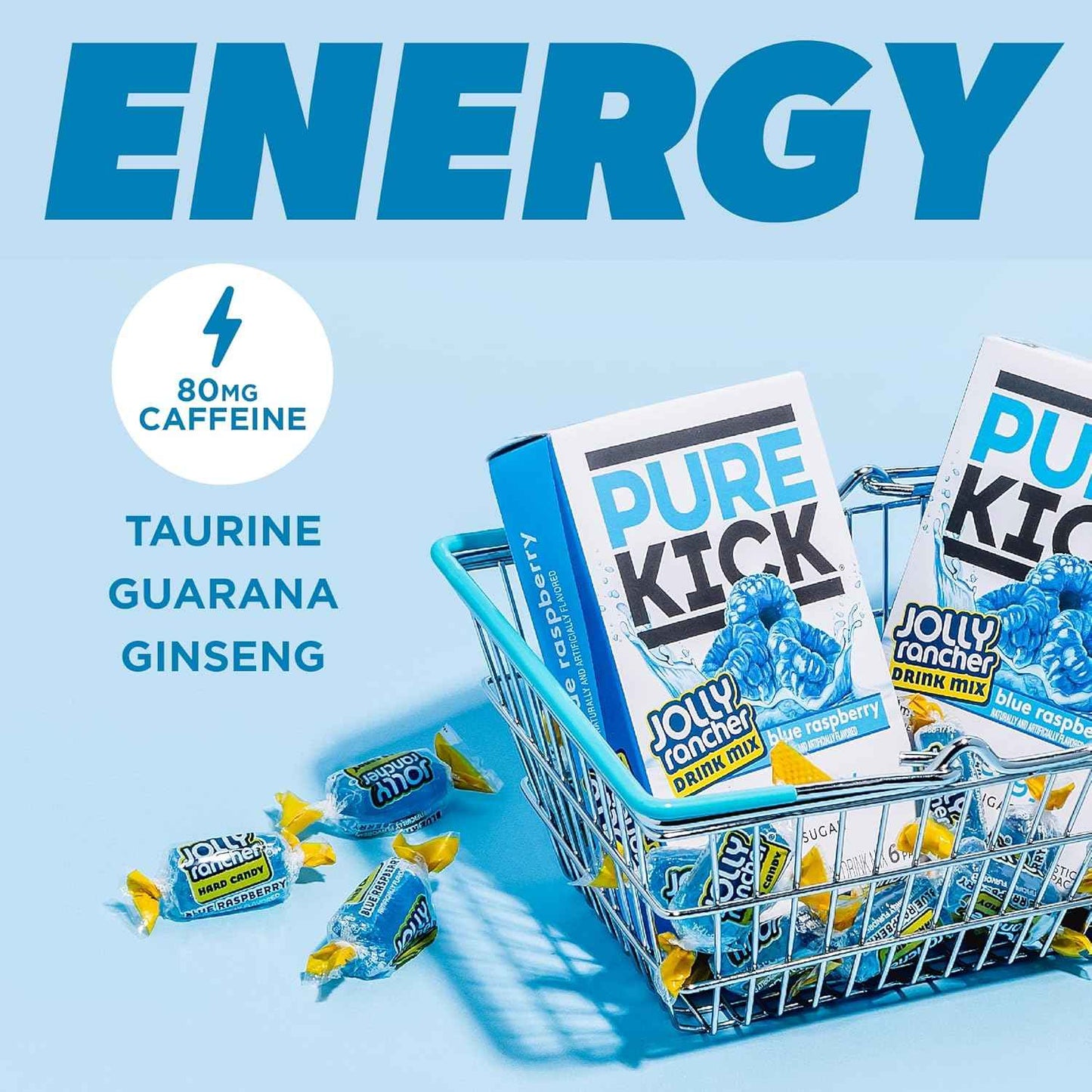 PURE KICK Energy Singles To Go Drink Mix, Includes 12 Boxes with 6 Packets in each Box, 72 Total Packets