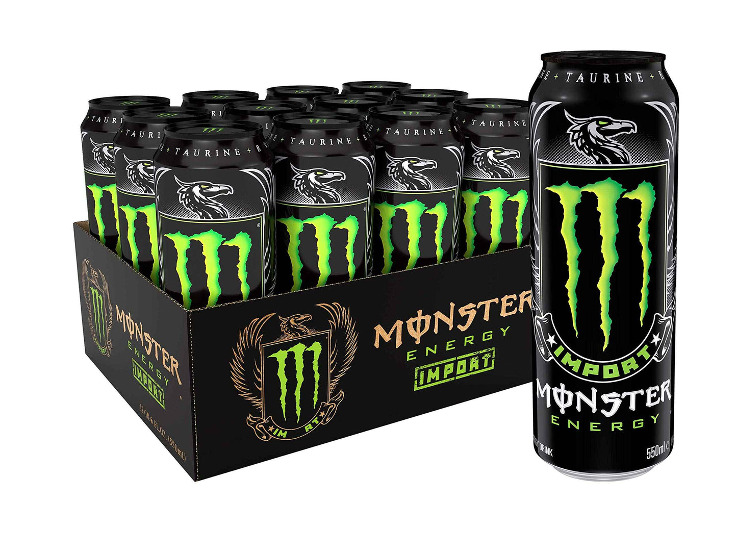 Monster Energy Import, Energy Drink, 18.6 Ounce | Pack of 12