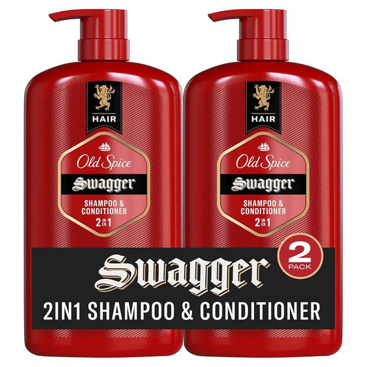 Old Spice Mens 2-in-1 Shampoo and Conditioner Set, Swagger, For All Hair Types, Healthier, Fuller, More Moisturized Looking Hair, Barbershop Quality