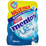 Mentos Pure Fresh Sugar-Free Chewing Gum with Xylitol, Mint, 120 Piece Bulk Resealable Bag (Pack of 1)