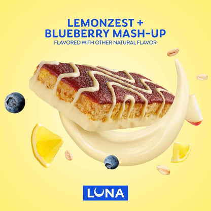 LUNA Bar - Mash-Ups LemonZest + Blueberry Flavor - Gluten Free Snack Bars - Non-GMO - Protein Bars - Made with Organic Oats (15 Pack)