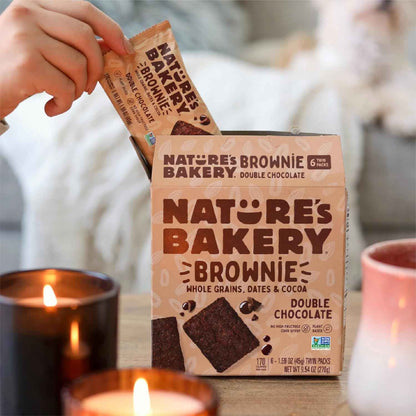 Nature’s Bakery Double Chocolate Brownie Bars, Whole Grains, Dates, and Cocoa, Plant Based, Dairy-Free, Snack Bar