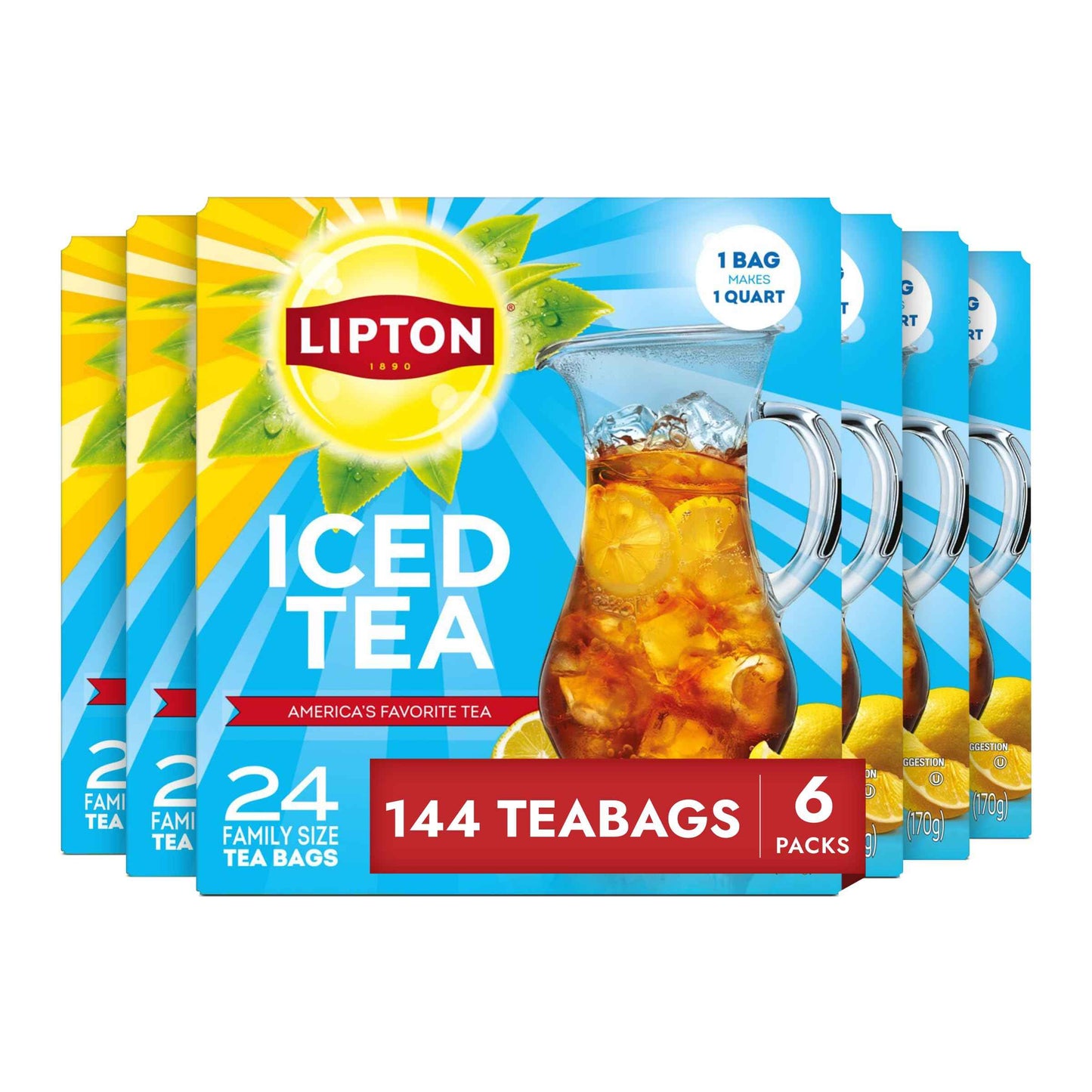Lipton Unsweetened Iced Tea Bags, Family Size Zero Calories