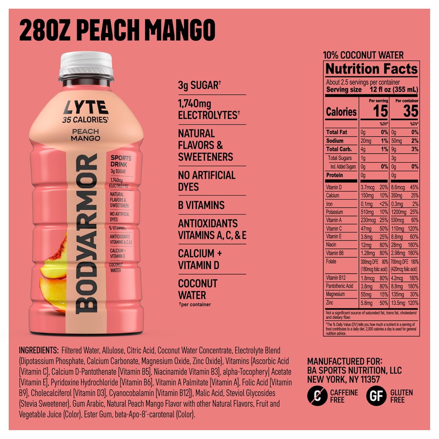 BODYARMOR_LYTE,_Peach_Mango,_Electrolyte_Drink,_35_Calories,_28_Fl_Oz_Bottles_(15_Pack),_Coconut_Water_Sports_Drink,_Natural_Flavor_&_B_Vitamins